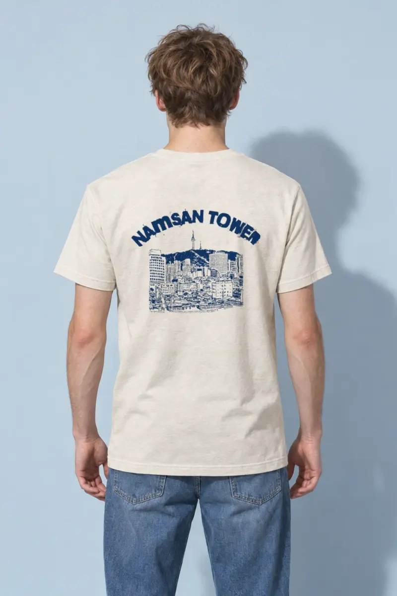 "Namsan Tower Cityscape" Heavyweight Unisex Crewneck T-shirt