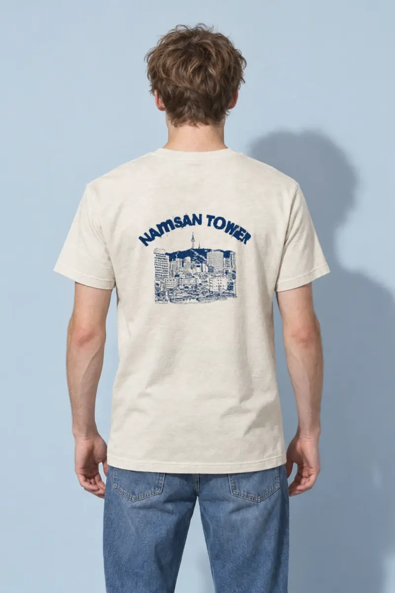 "Namsan Tower Cityscape" Heavyweight Unisex Crewneck T-shirt