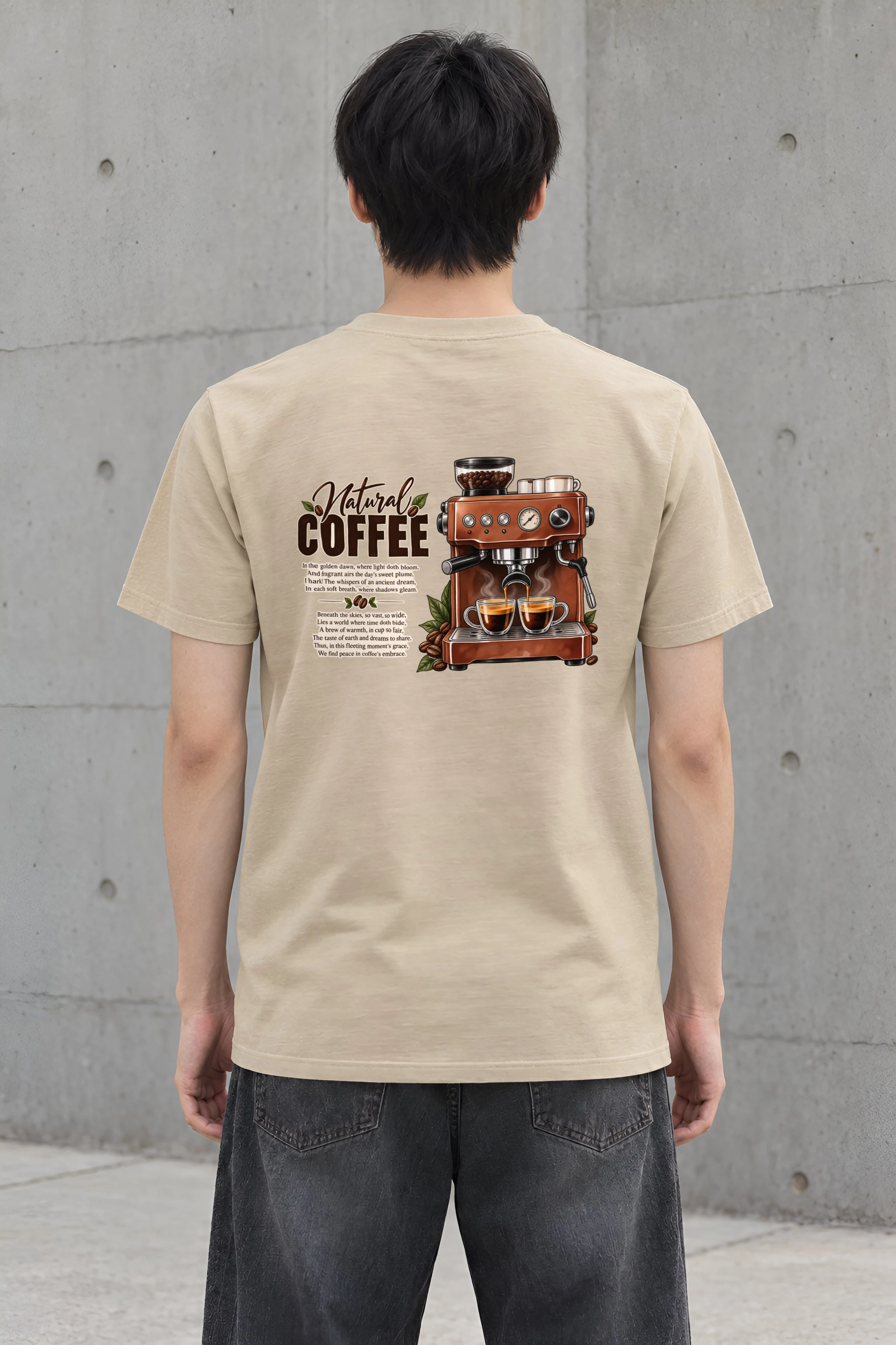 "Natural Coffee" Heavyweight Unisex Crewneck T-shirt