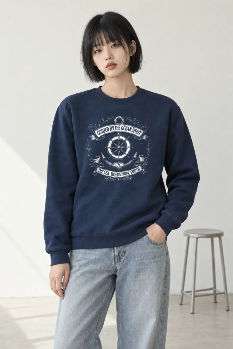 "Nautical Anchor Wheel" Heavy Blend Unisex Crewneck Sweatshirt