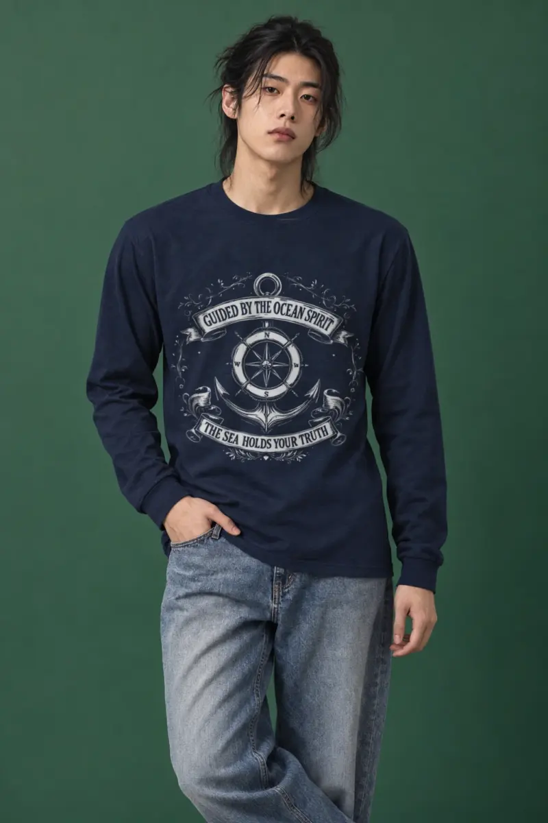 "Nautical Anchor Wheel" Unisex Longsleeve T-shirt