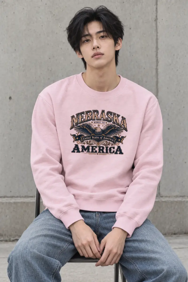 "Nebraska Eagle Emblem" Heavy Blend Unisex Crewneck Sweatshirt | Gildan 18000