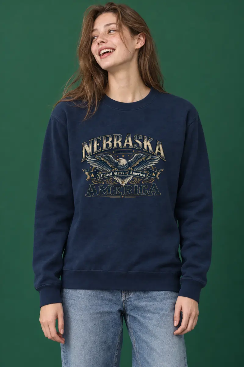 "Nebraska Eagle Emblem" Heavy Blend Unisex Crewneck Sweatshirt