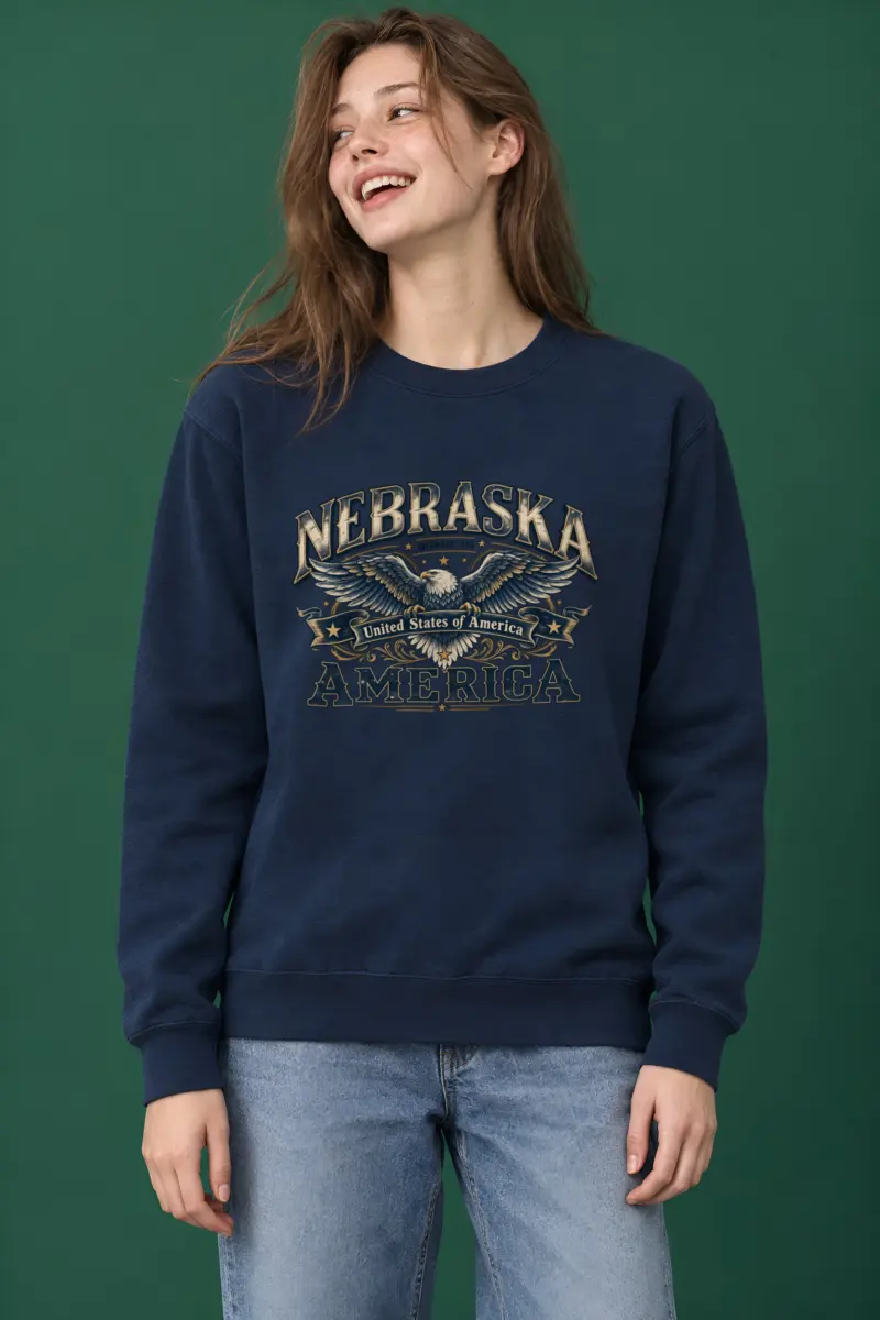 "Nebraska Eagle Emblem" Heavy Blend Unisex Crewneck Sweatshirt