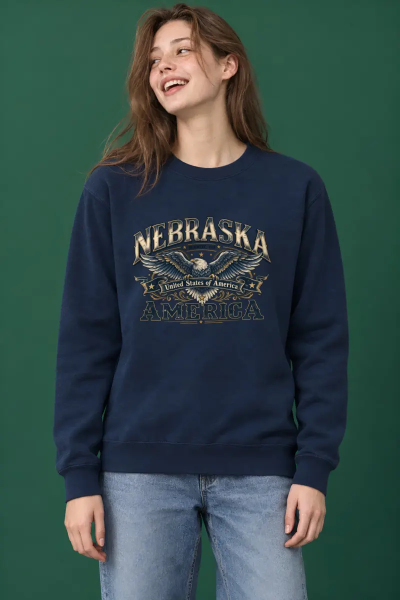 "Nebraska Eagle Emblem" Heavy Blend Unisex Crewneck Sweatshirt