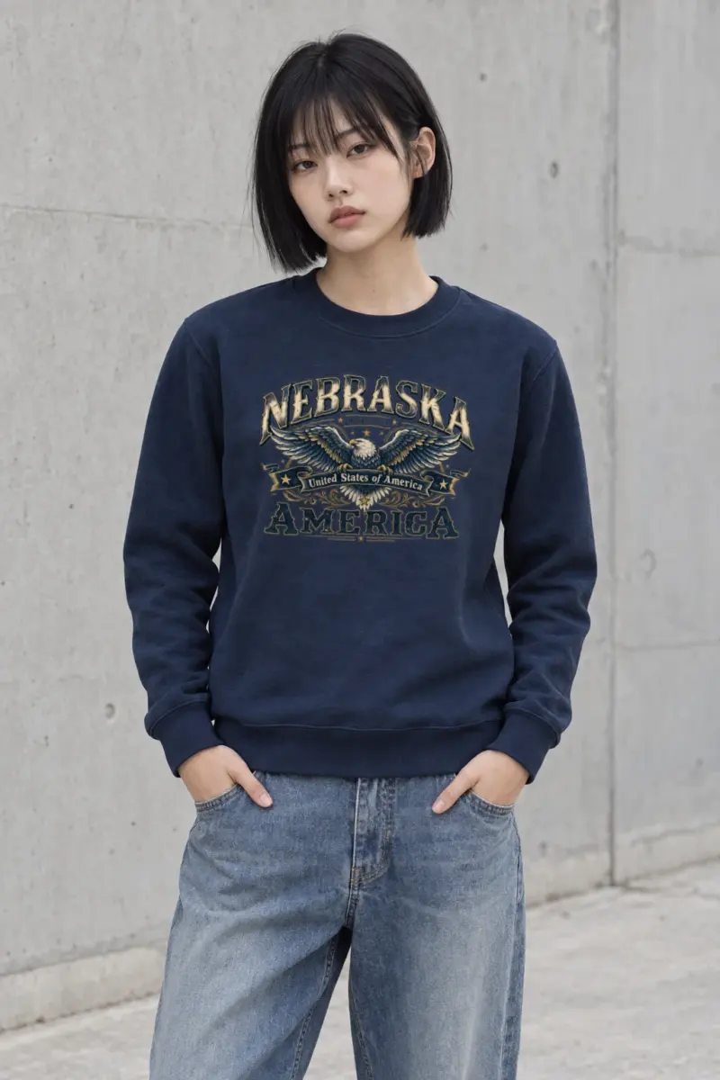 "Nebraska Eagle Emblem" Heavy Blend Unisex Crewneck Sweatshirt