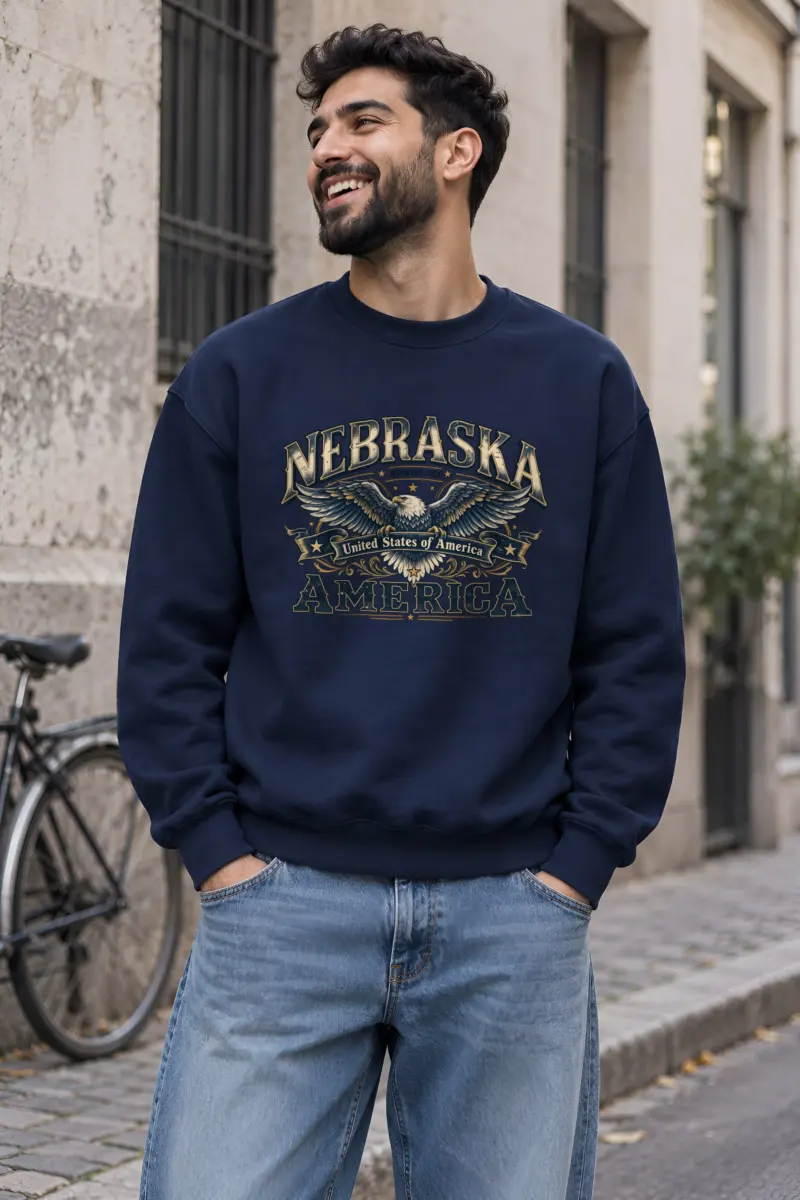 "Nebraska Eagle Emblem" Heavy Blend Unisex Crewneck Sweatshirt