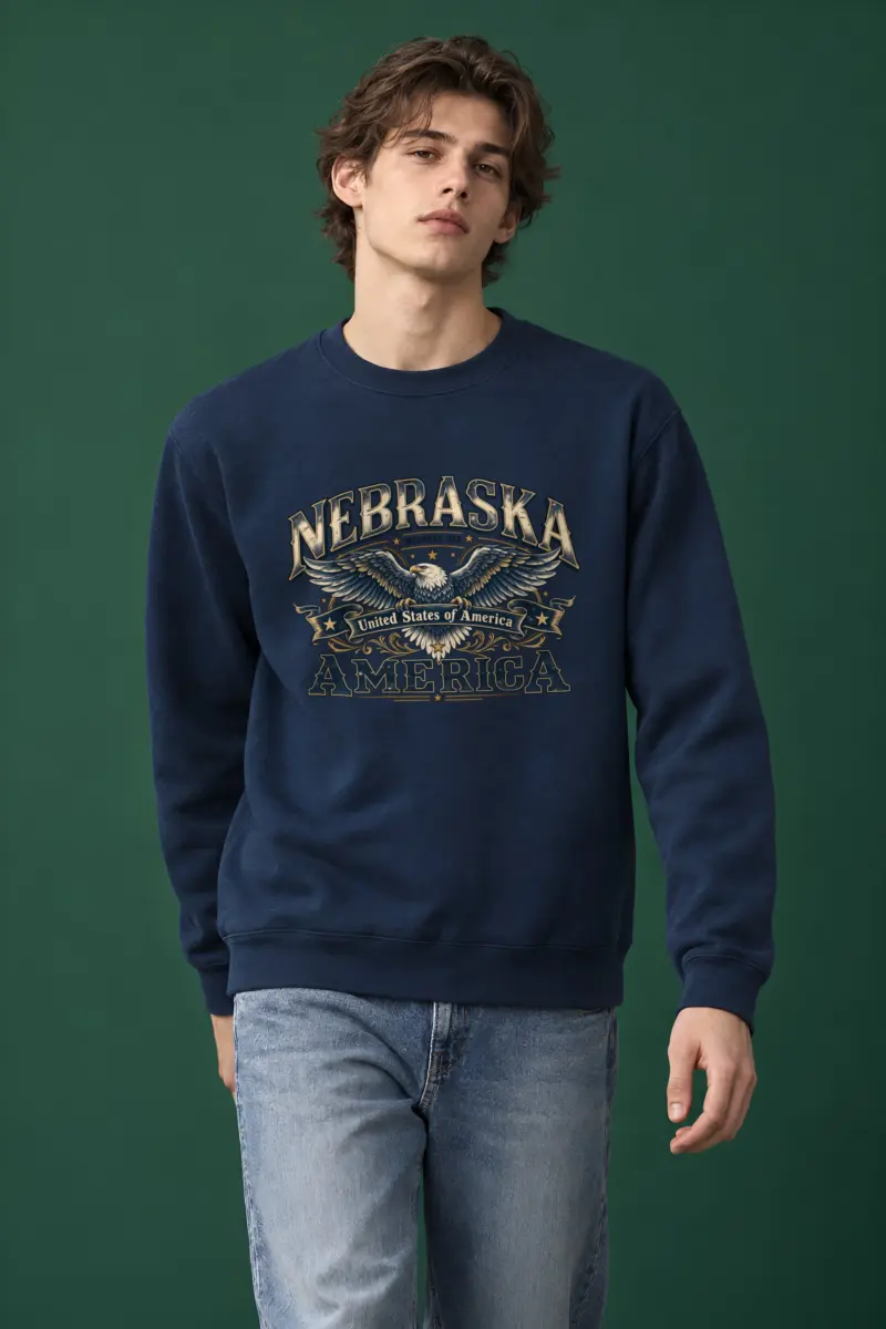 "Nebraska Eagle Emblem" Heavy Blend Unisex Crewneck Sweatshirt