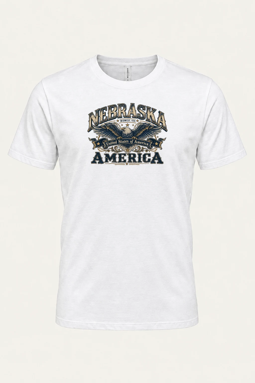 "Nebraska Eagle Emblem" Heavyweight Unisex Crewneck T-shirt | Gildan 5000