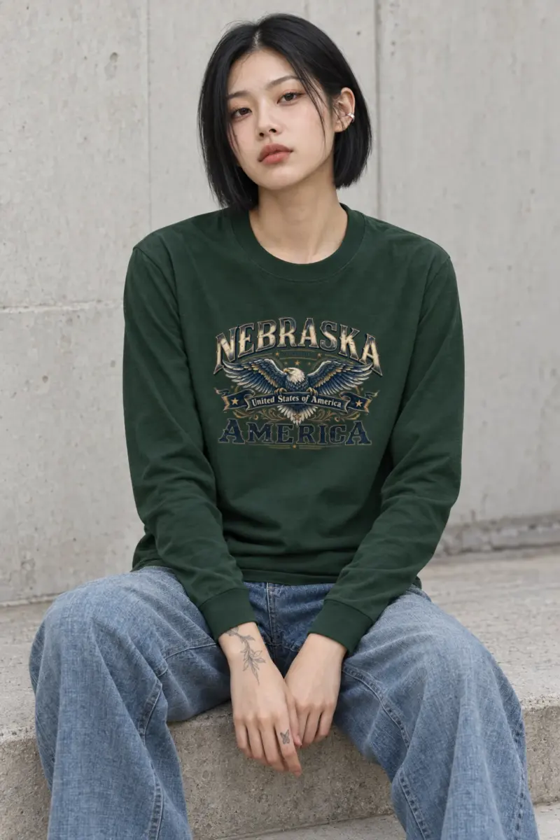 "Nebraska Eagle Emblem" Unisex Longsleeve T-shirt