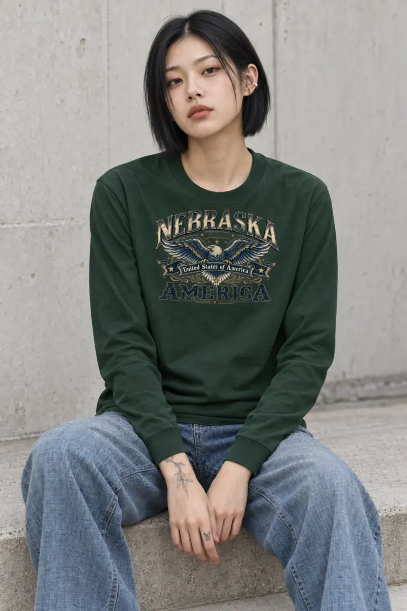 "Nebraska Eagle Emblem" Unisex Longsleeve T-shirt