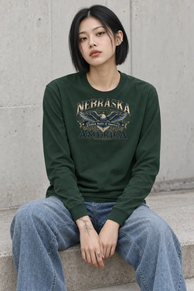 "Nebraska Eagle Emblem" Unisex Longsleeve T-shirt