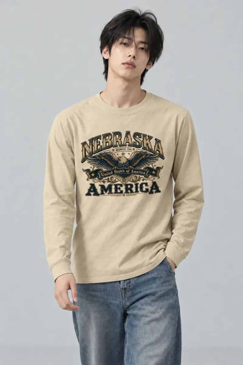 "Nebraska Eagle Emblem" Unisex Longsleeve T-shirt | Gildan 2400