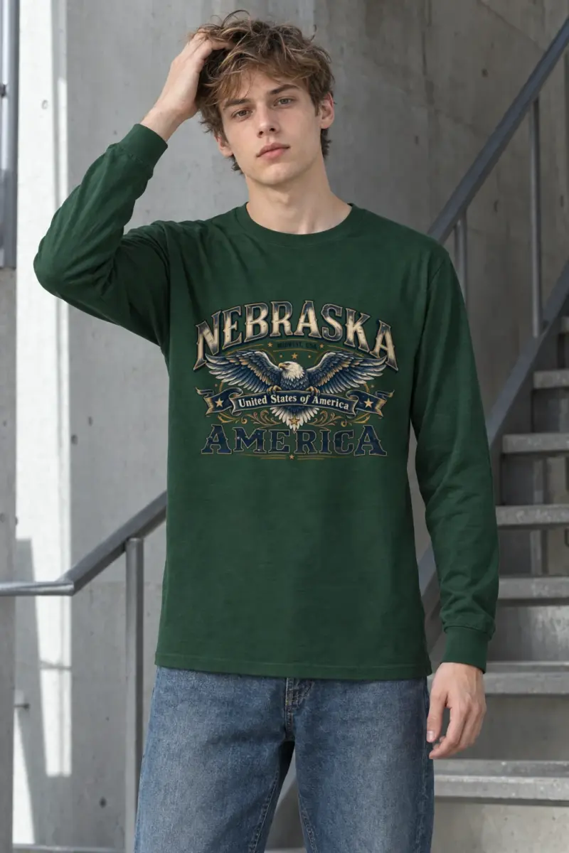 "Nebraska Eagle Emblem" Unisex Longsleeve T-shirt