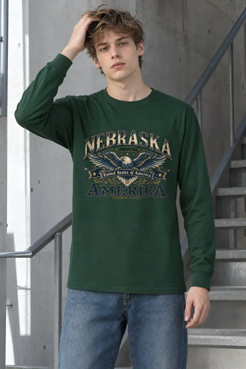 "Nebraska Eagle Emblem" Unisex Longsleeve T-shirt