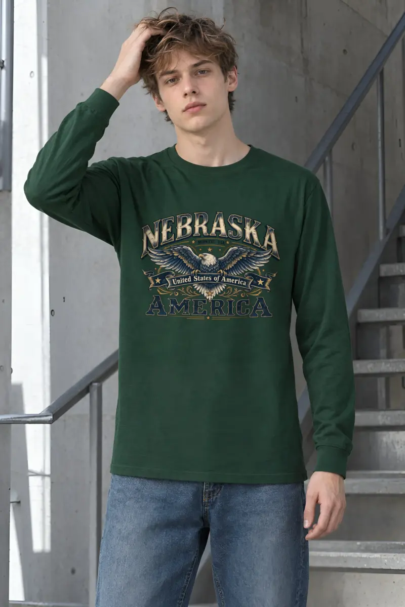 "Nebraska Eagle Emblem" Unisex Longsleeve T-shirt