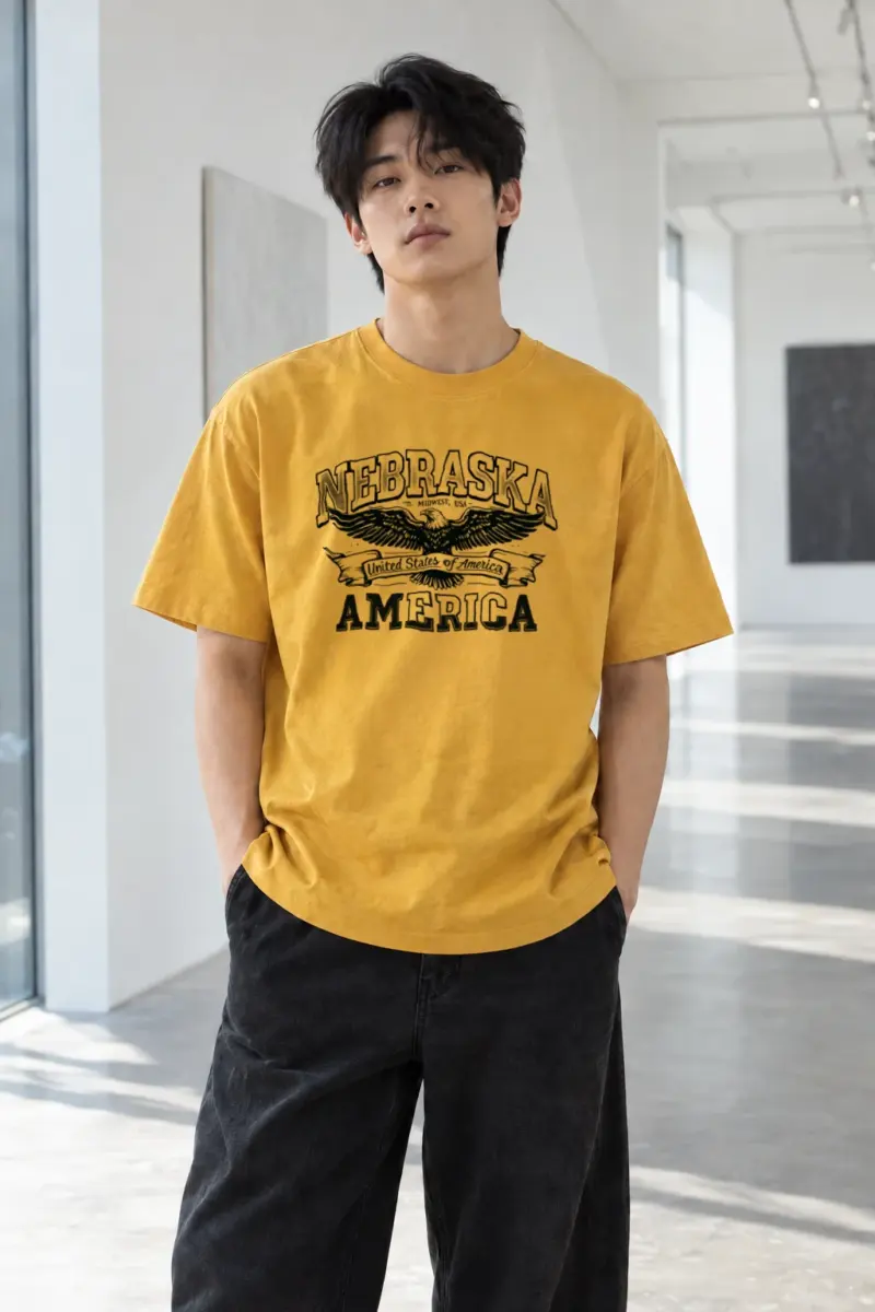 “Nebraska Eagle” Heavyweight Unisex Crewneck T-shirt | Gildan 5000