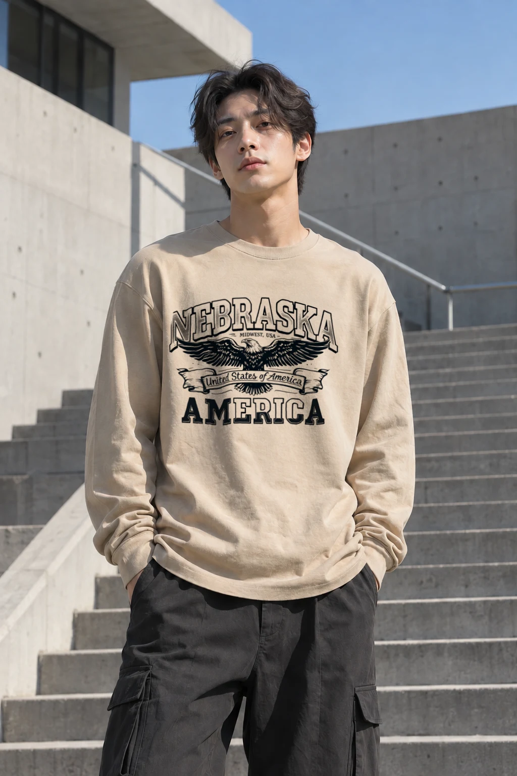"Nebraska Eagle Heritage" Unisex Longsleeve T-shirt | Gildan 2400