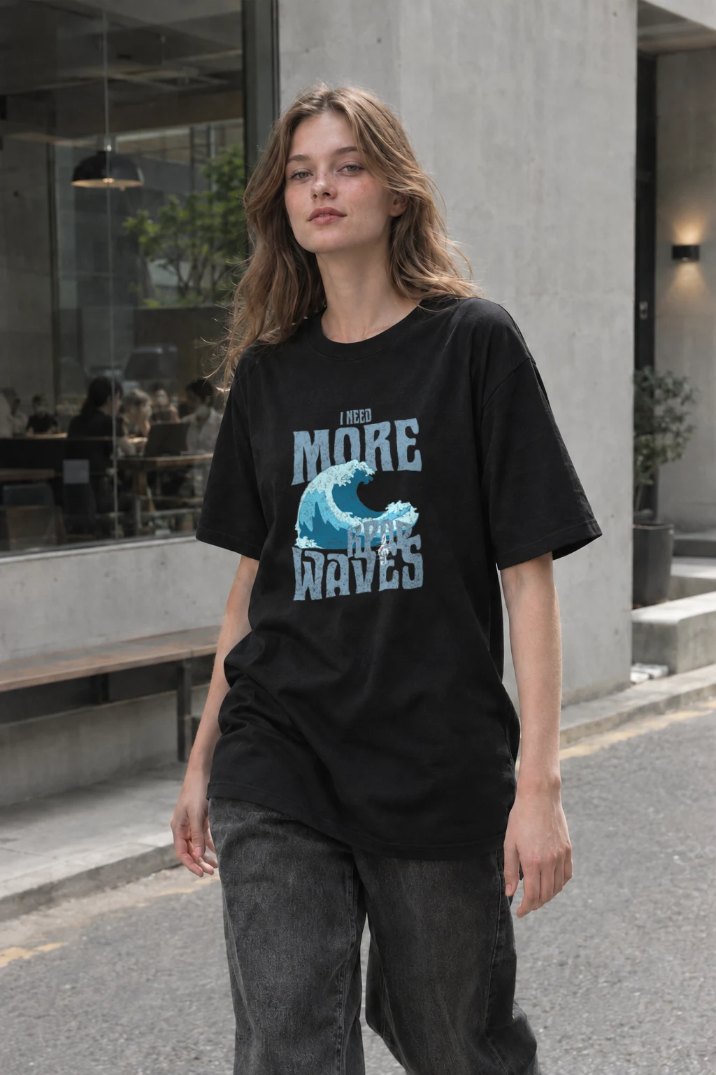 "Need More Waves" Heavyweight Unisex Crewneck T-shirt | Gildan 5000