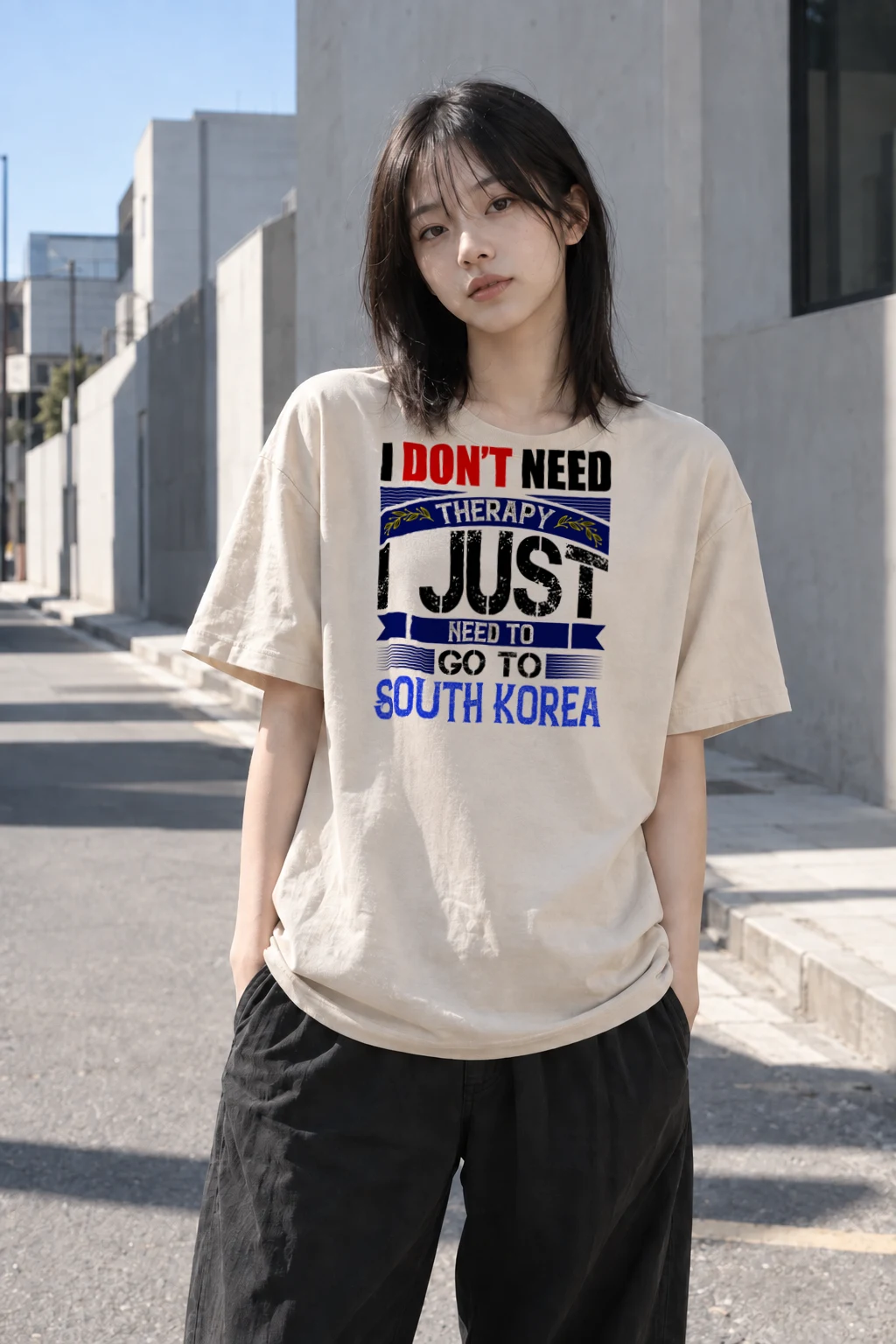 "Need To Go Korea" Heavyweight Unisex Crewneck T-shirt | Gildan 5000