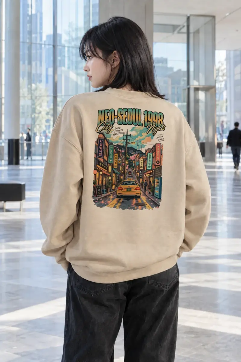 "Neo-Seoul City Nights" Heavy Blend Unisex Crewneck Sweatshirt | Gildan 18000