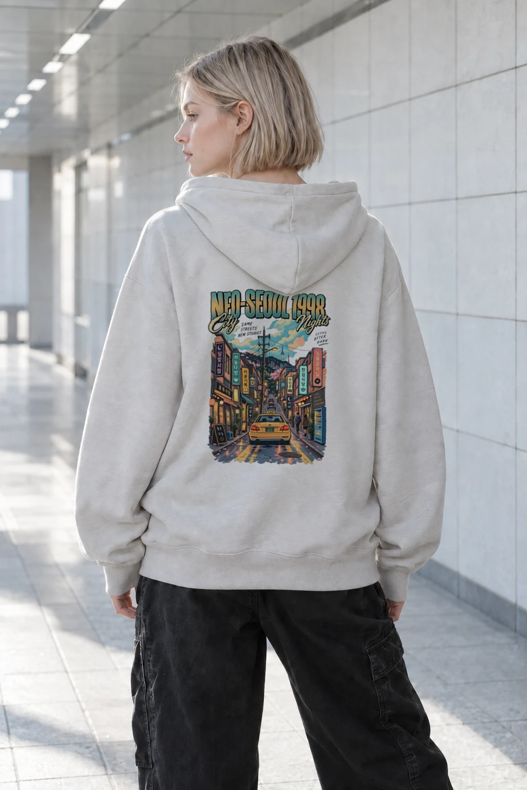 "Neo-Seoul City Nights" Heavy Blend Unisex Pullover Hoodie | Gildan 18500