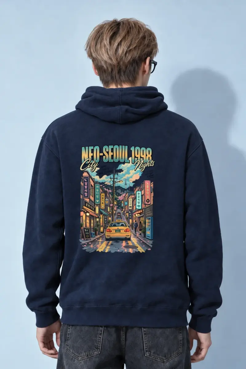"Neo-Seoul City Nights" Heavy Blend Unisex Pullover Hoodie