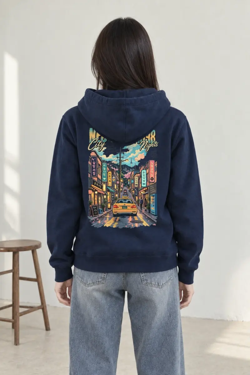 "Neo-Seoul City Nights" Heavy Blend Unisex Pullover Hoodie