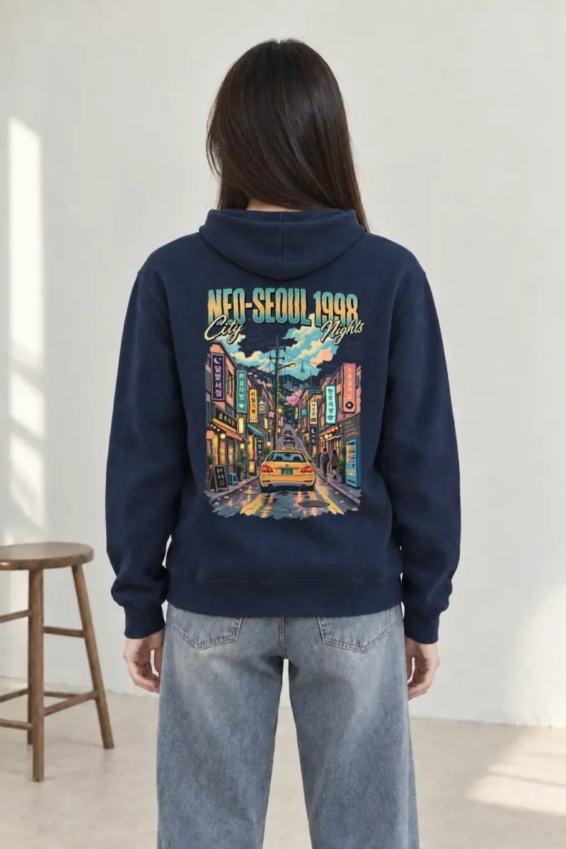 "Neo-Seoul City Nights" Heavy Blend Unisex Pullover Hoodie