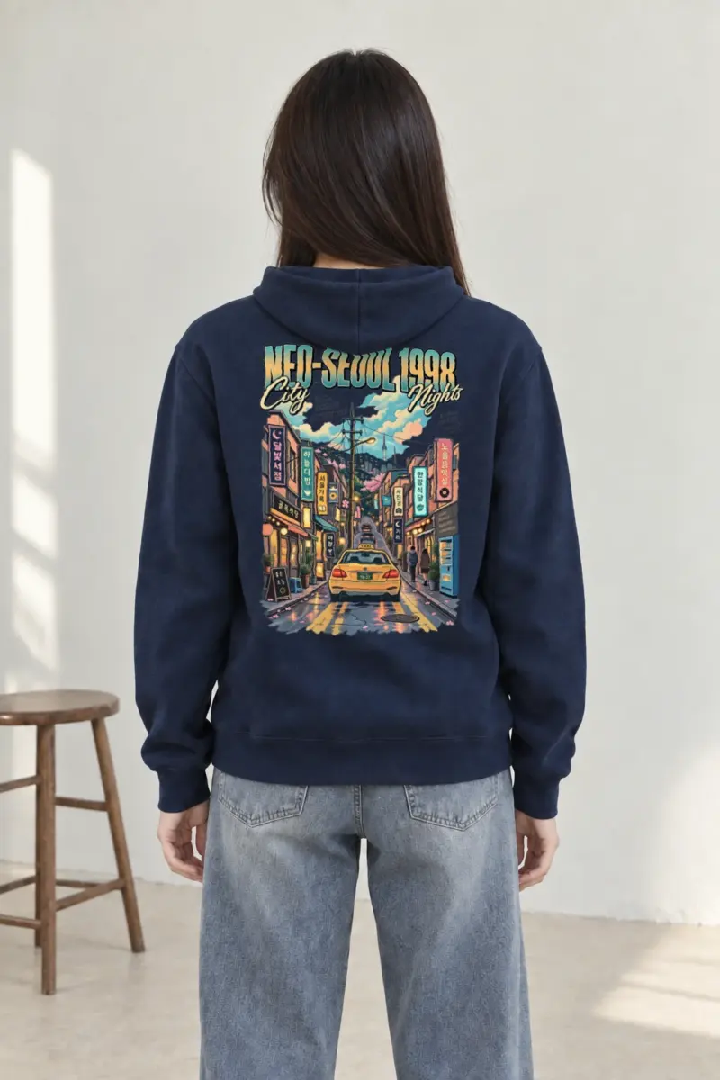 "Neo-Seoul City Nights" Heavy Blend Unisex Pullover Hoodie