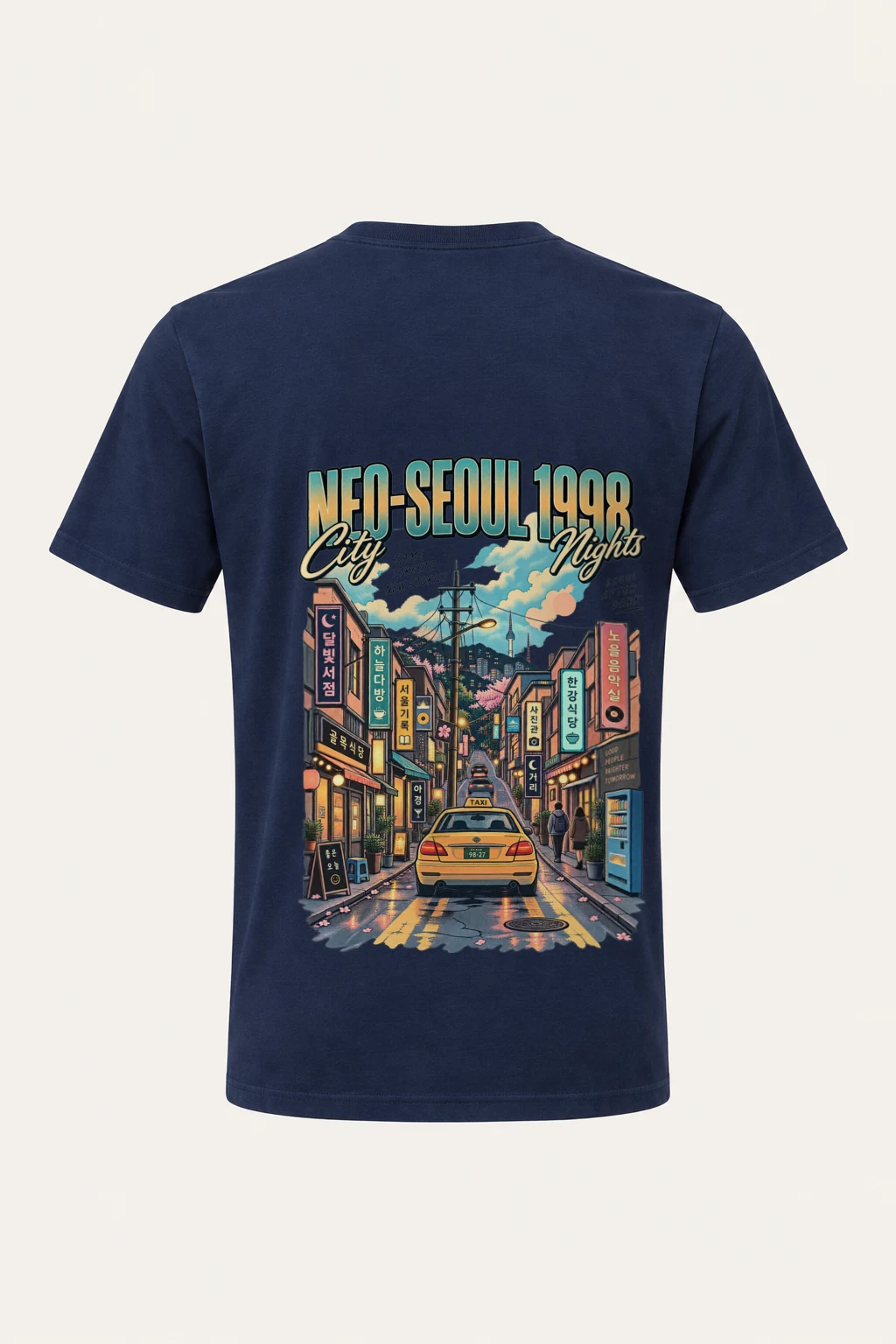 "Neo-Seoul City Nights" Heavyweight Unisex Crewneck T-shirt | Gildan 5000
