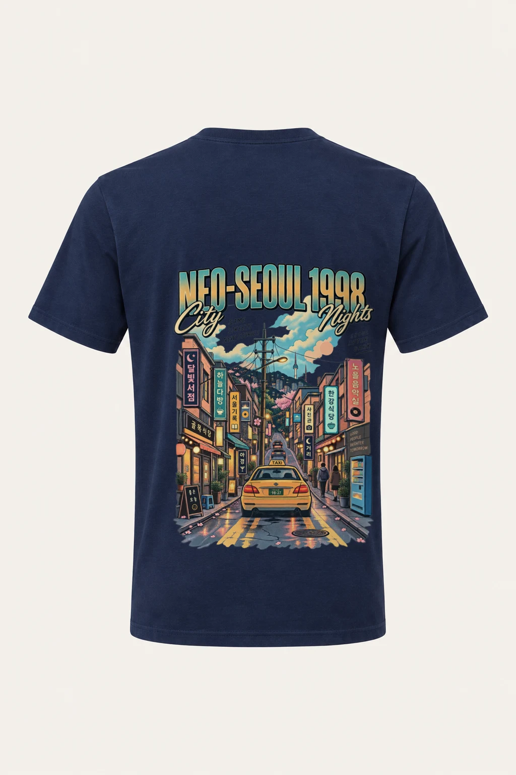 "Neo-Seoul City Nights" Heavyweight Unisex Crewneck T-shirt | Gildan 5000