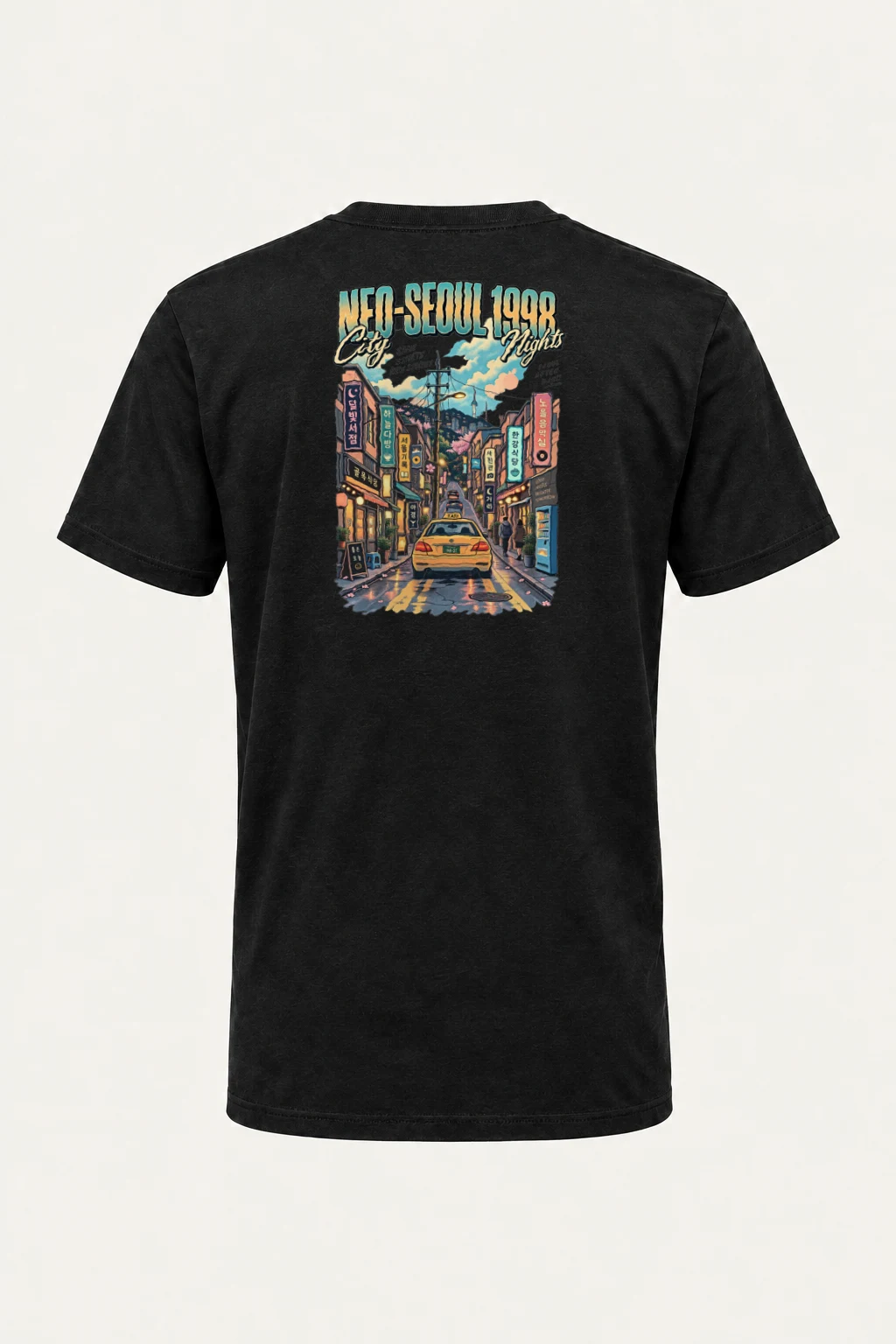 "Neo-Seoul City Nights" Heavyweight Unisex Crewneck T-shirt | Gildan 5000