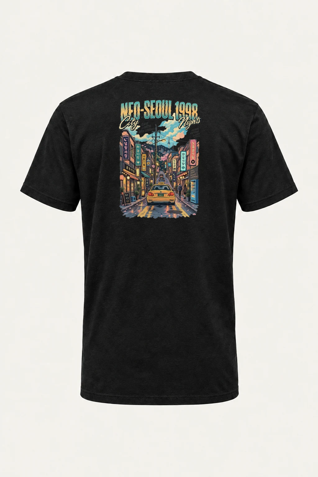 "Neo-Seoul City Nights" Heavyweight Unisex Crewneck T-shirt | Gildan 5000