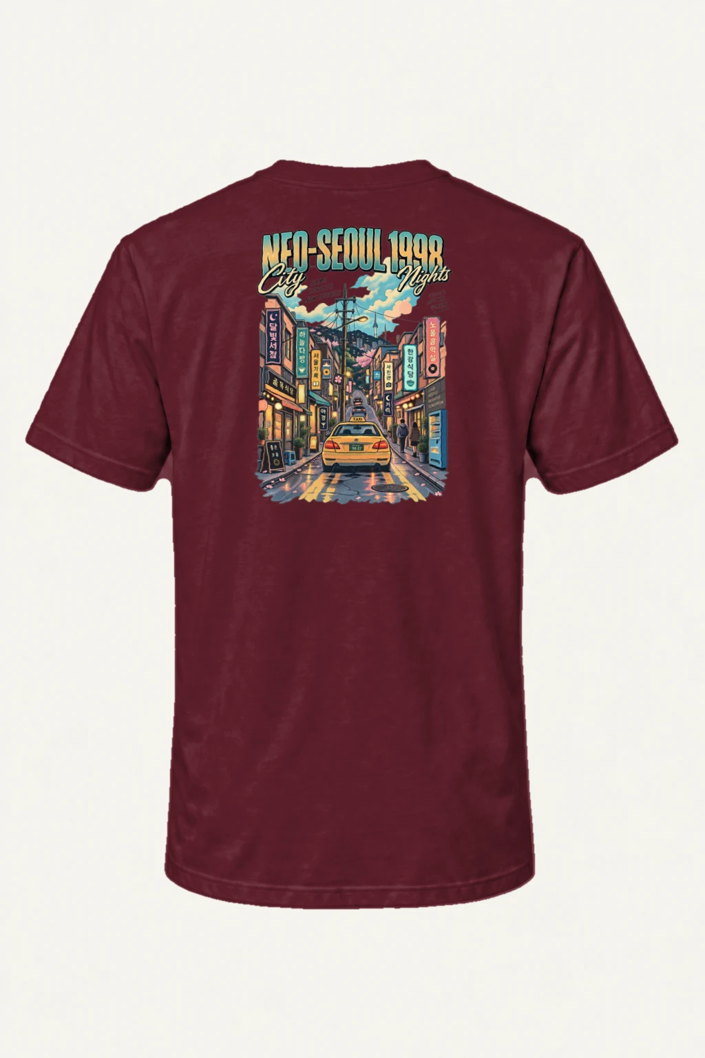 "Neo-Seoul City Nights" Heavyweight Unisex Crewneck T-shirt | Gildan 5000
