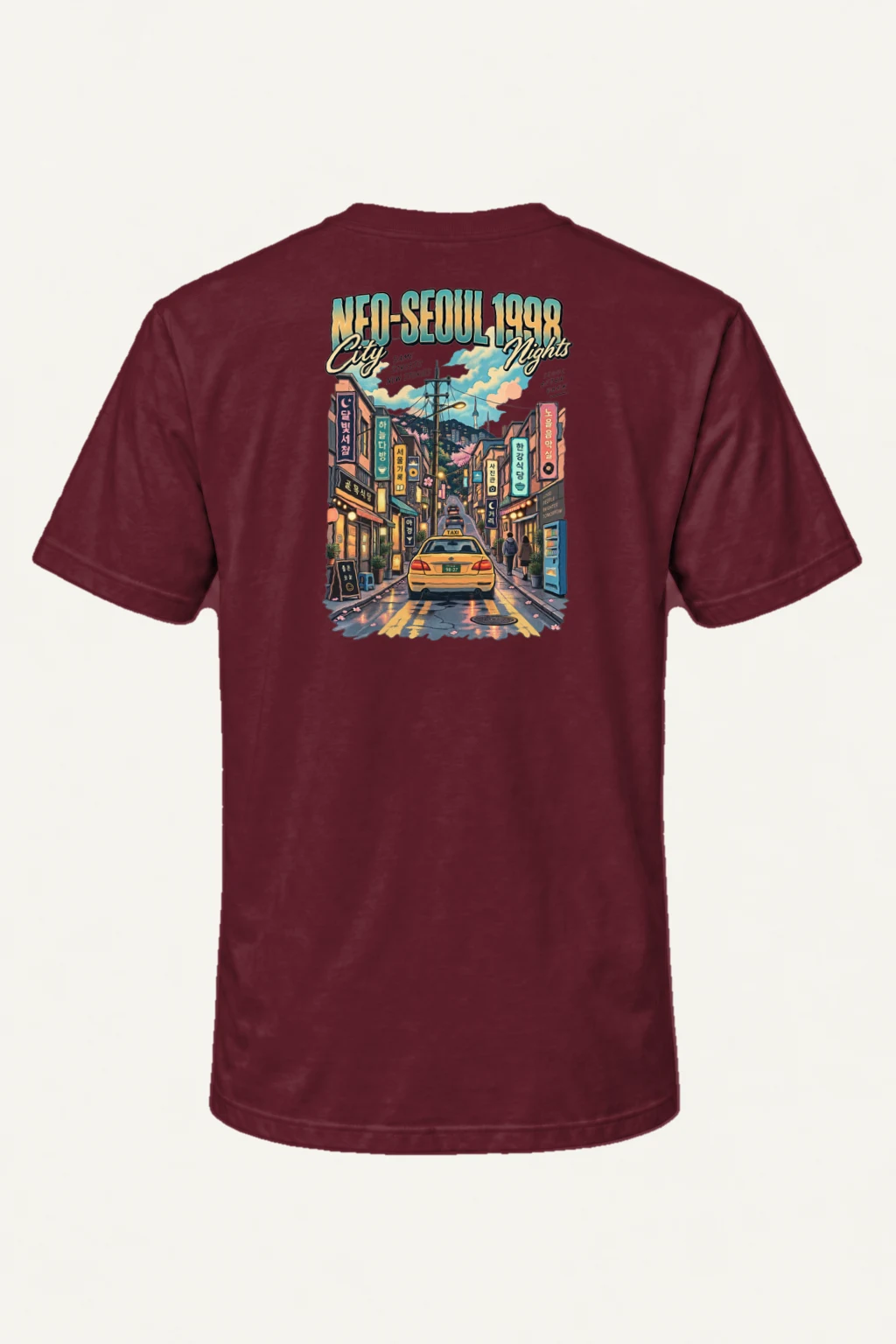 "Neo-Seoul City Nights" Heavyweight Unisex Crewneck T-shirt | Gildan 5000