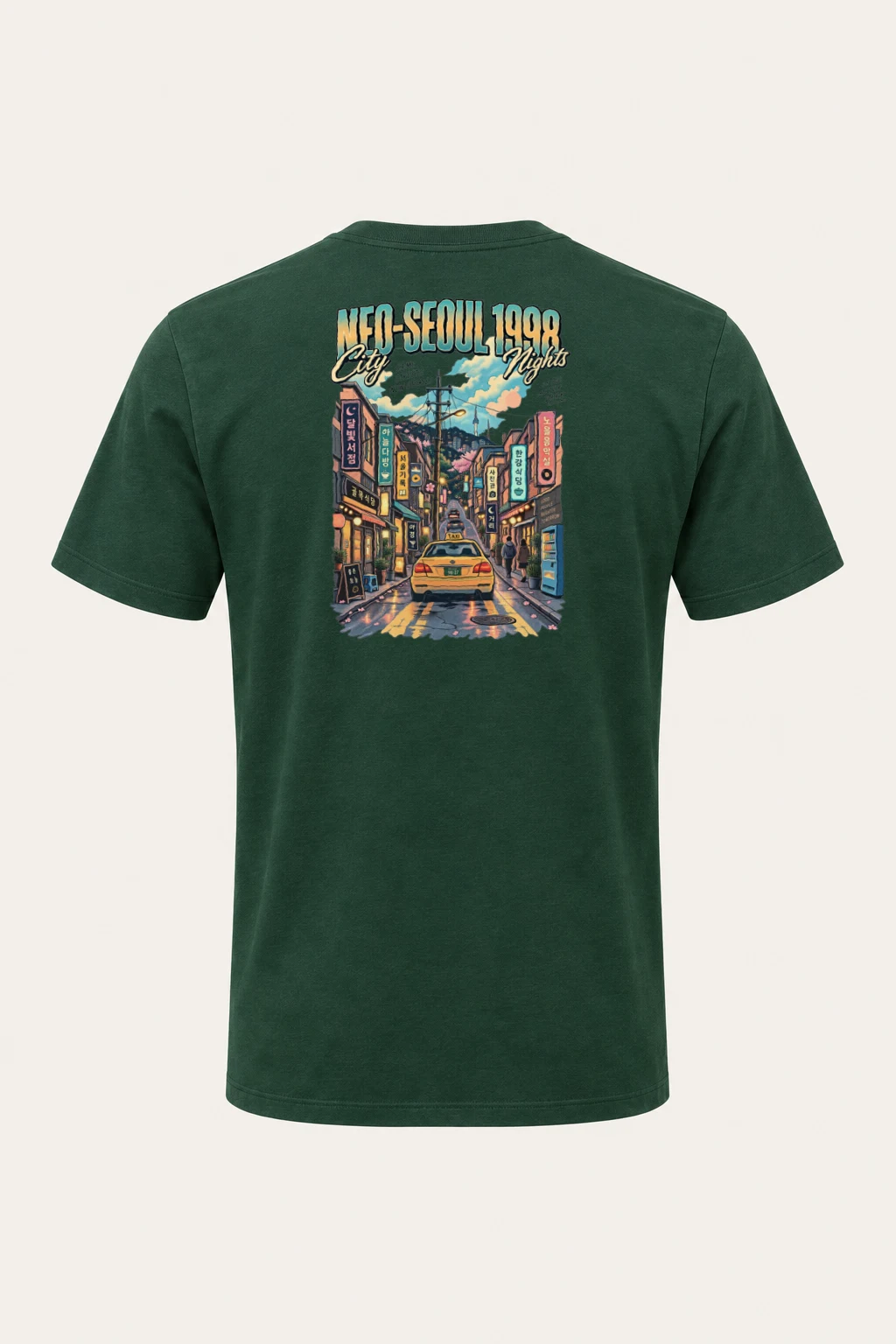 "Neo-Seoul City Nights" Heavyweight Unisex Crewneck T-shirt | Gildan 5000