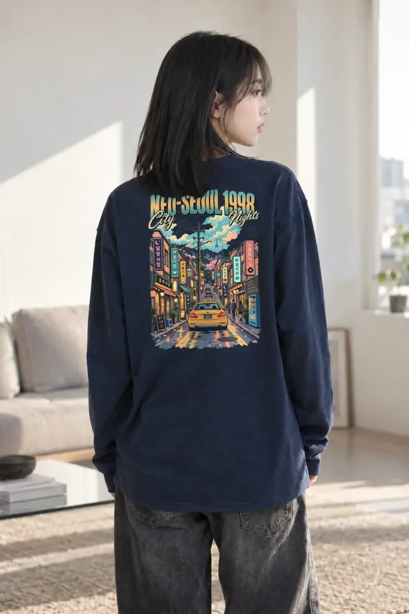 "Neo-Seoul City Nights" Unisex Longsleeve T-shirt | Gildan 2400