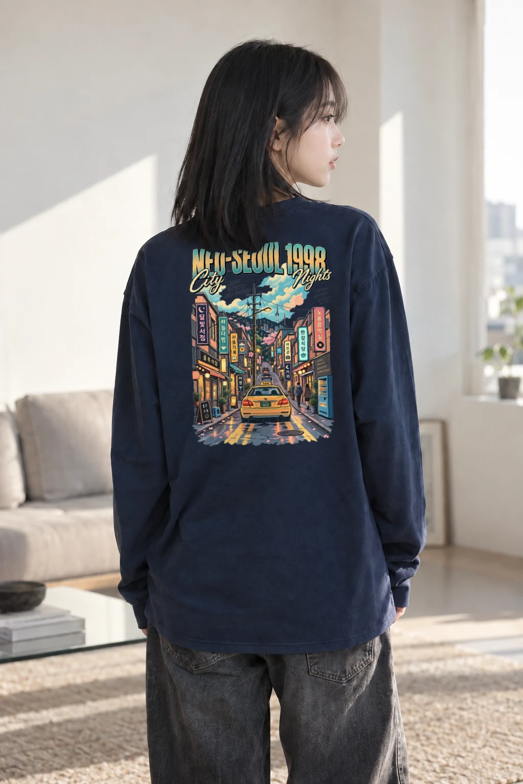 "Neo-Seoul City Nights" Unisex Longsleeve T-shirt | Gildan 2400