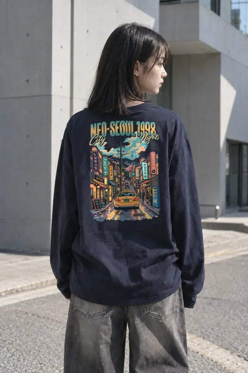 "Neo-Seoul City Nights" Unisex Longsleeve T-shirt | Gildan 2400