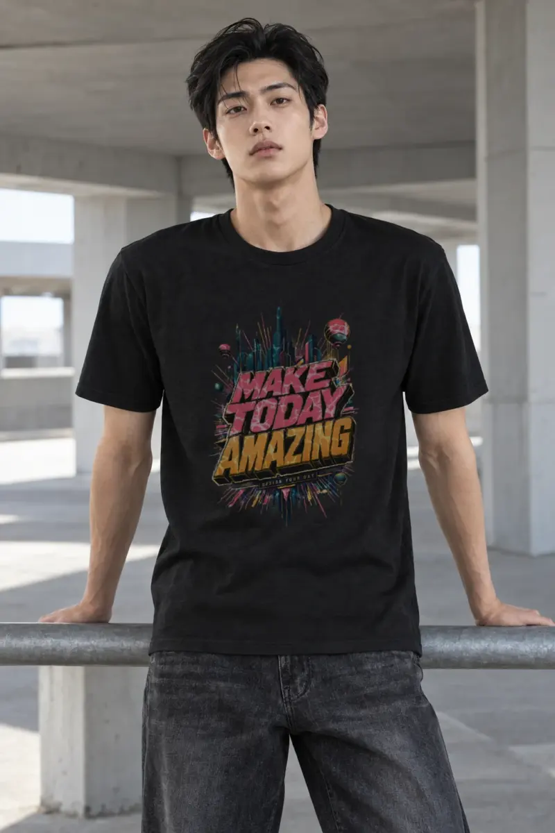 "Neon Day Blueprint" Heavyweight Unisex Crewneck T-shirt