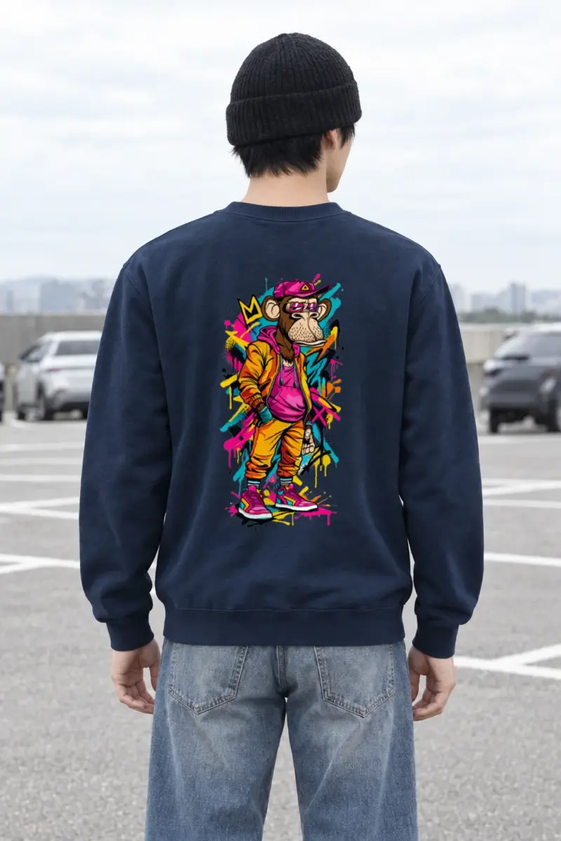 "Neon Graffiti Ape" Heavy Blend Unisex Crewneck Sweatshirt