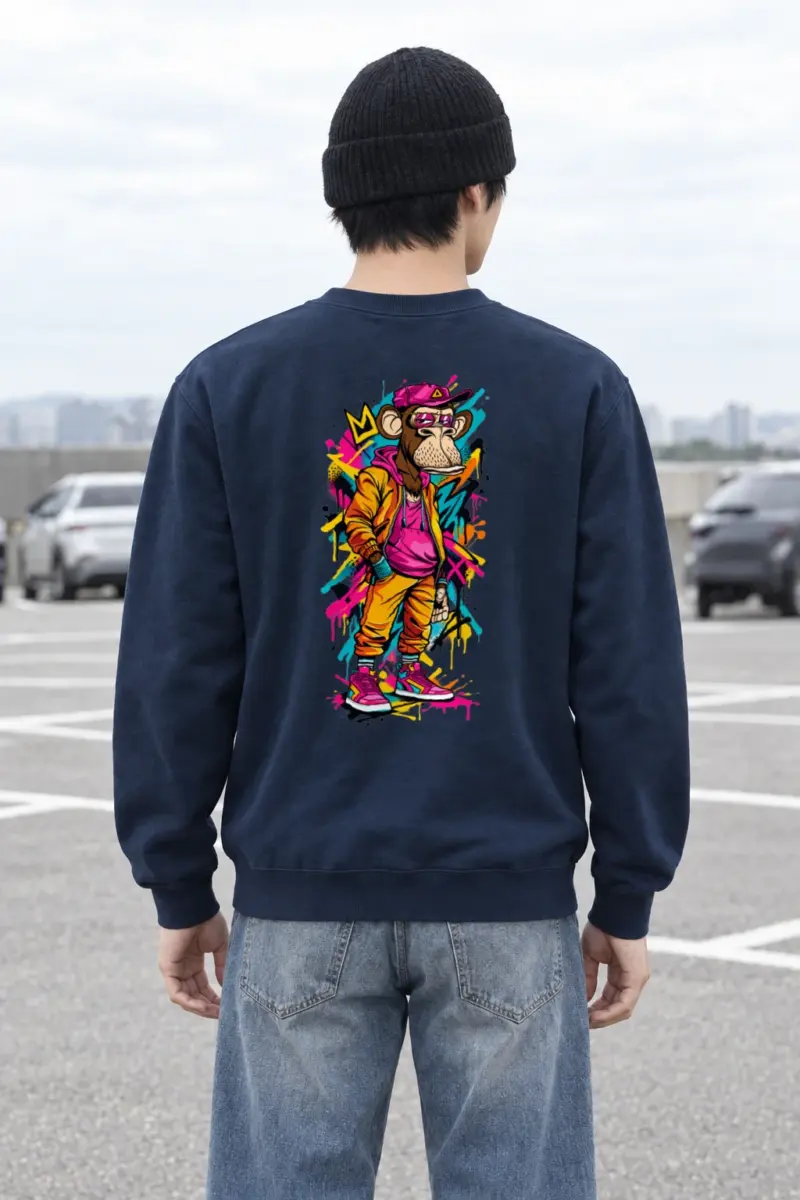 "Neon Graffiti Ape" Heavy Blend Unisex Crewneck Sweatshirt | Gildan 18000
