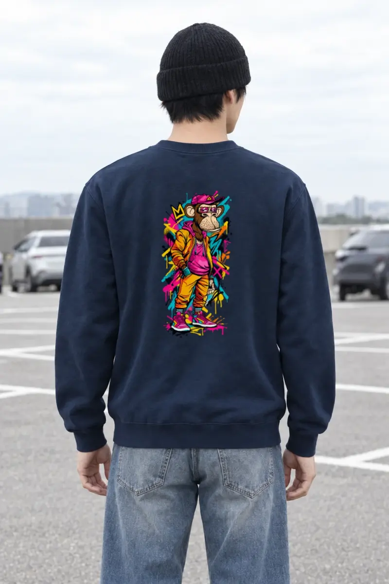 "Neon Graffiti Ape" Heavy Blend Unisex Crewneck Sweatshirt