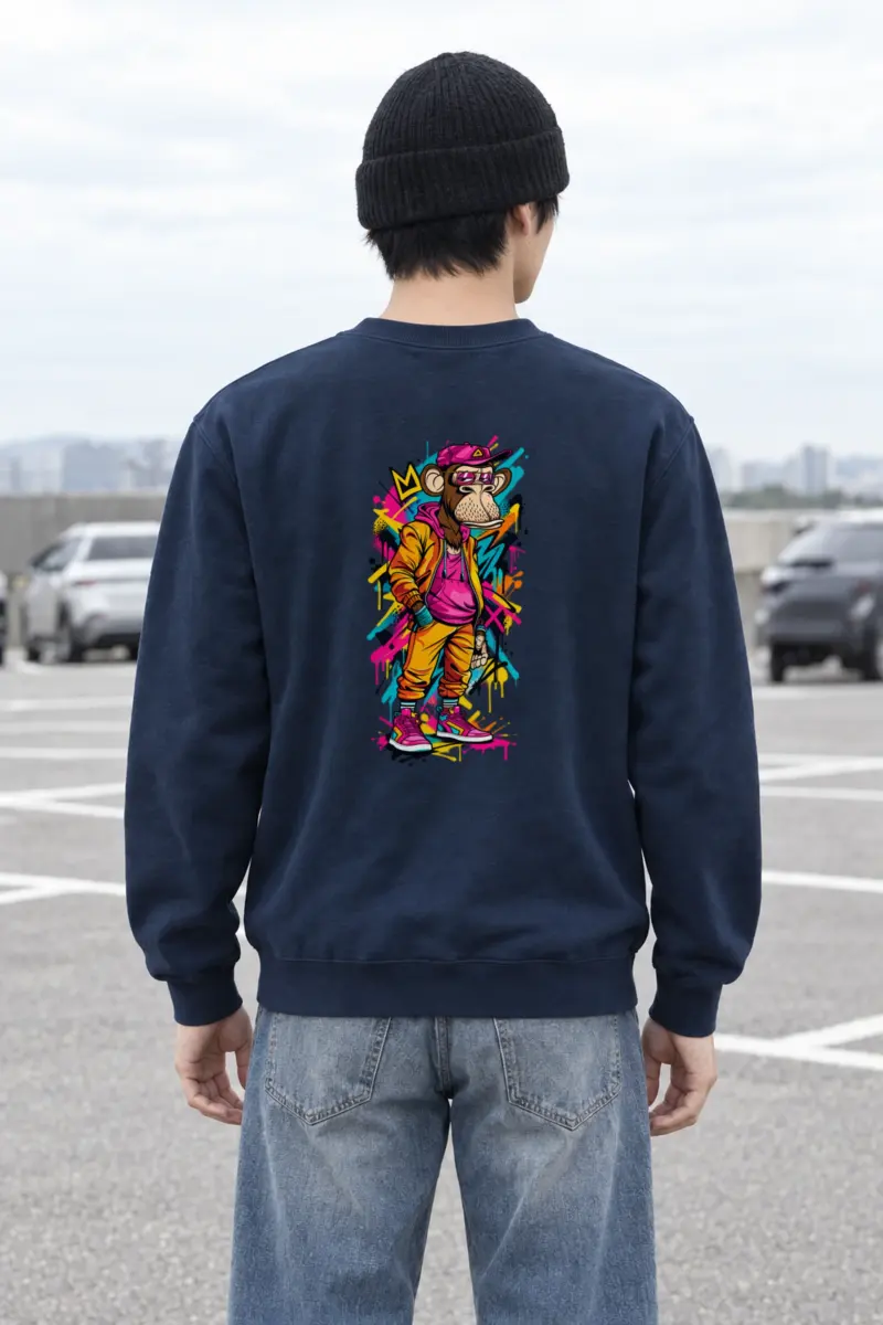 "Neon Graffiti Ape" Heavy Blend Unisex Crewneck Sweatshirt