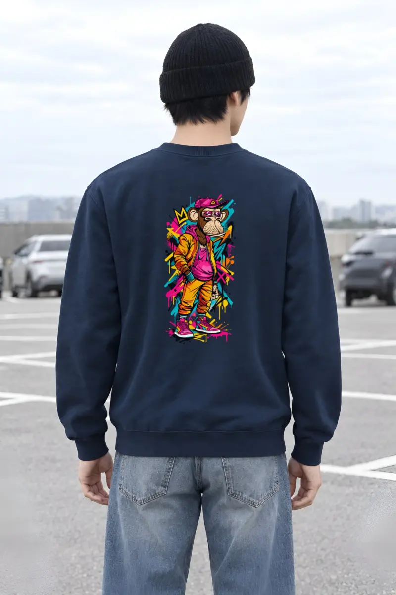 "Neon Graffiti Ape" Heavy Blend Unisex Crewneck Sweatshirt
