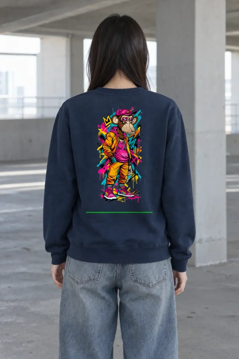 "Neon Graffiti Ape" Heavy Blend Unisex Crewneck Sweatshirt | Gildan 18000