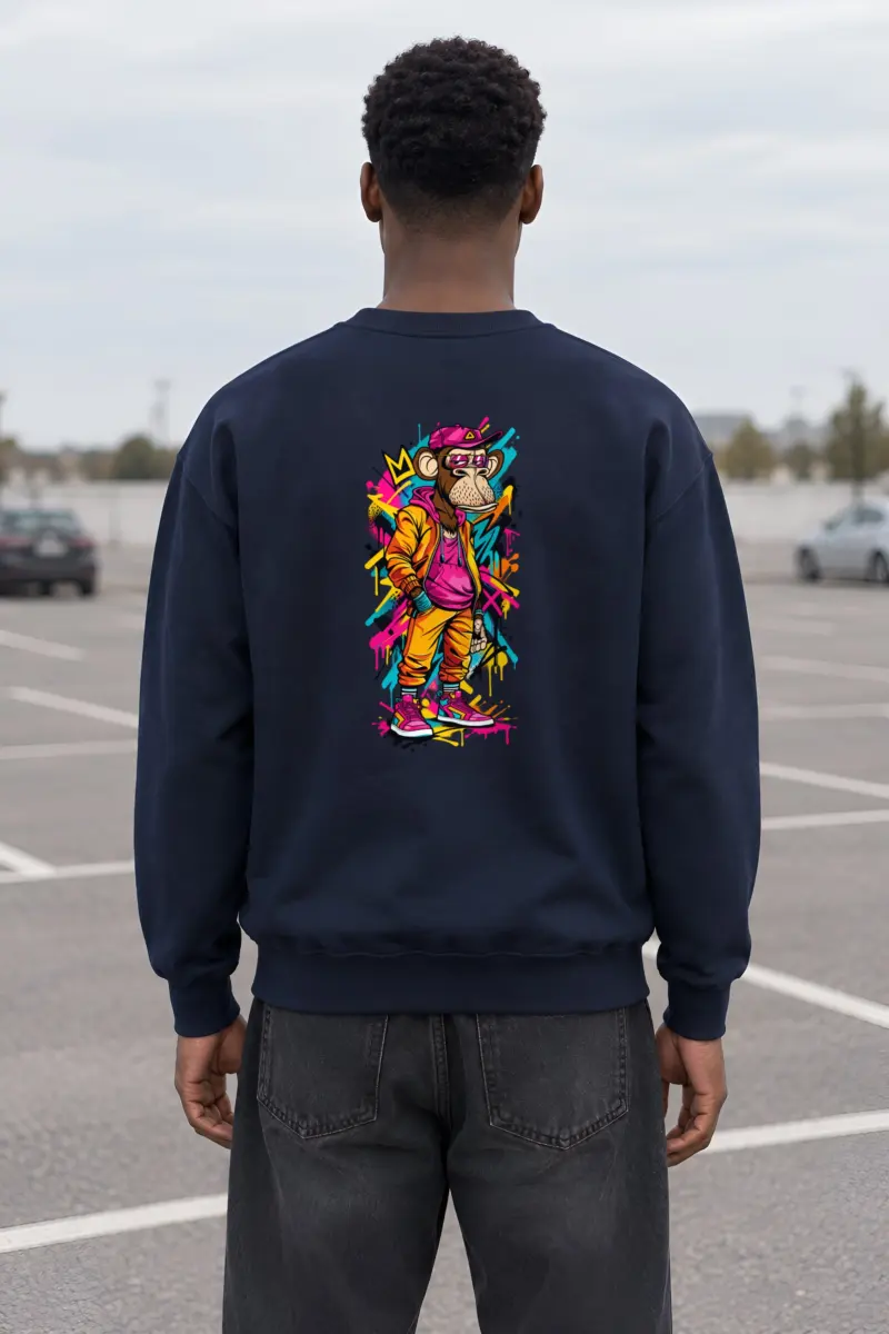 "Neon Graffiti Ape" Heavy Blend Unisex Crewneck Sweatshirt