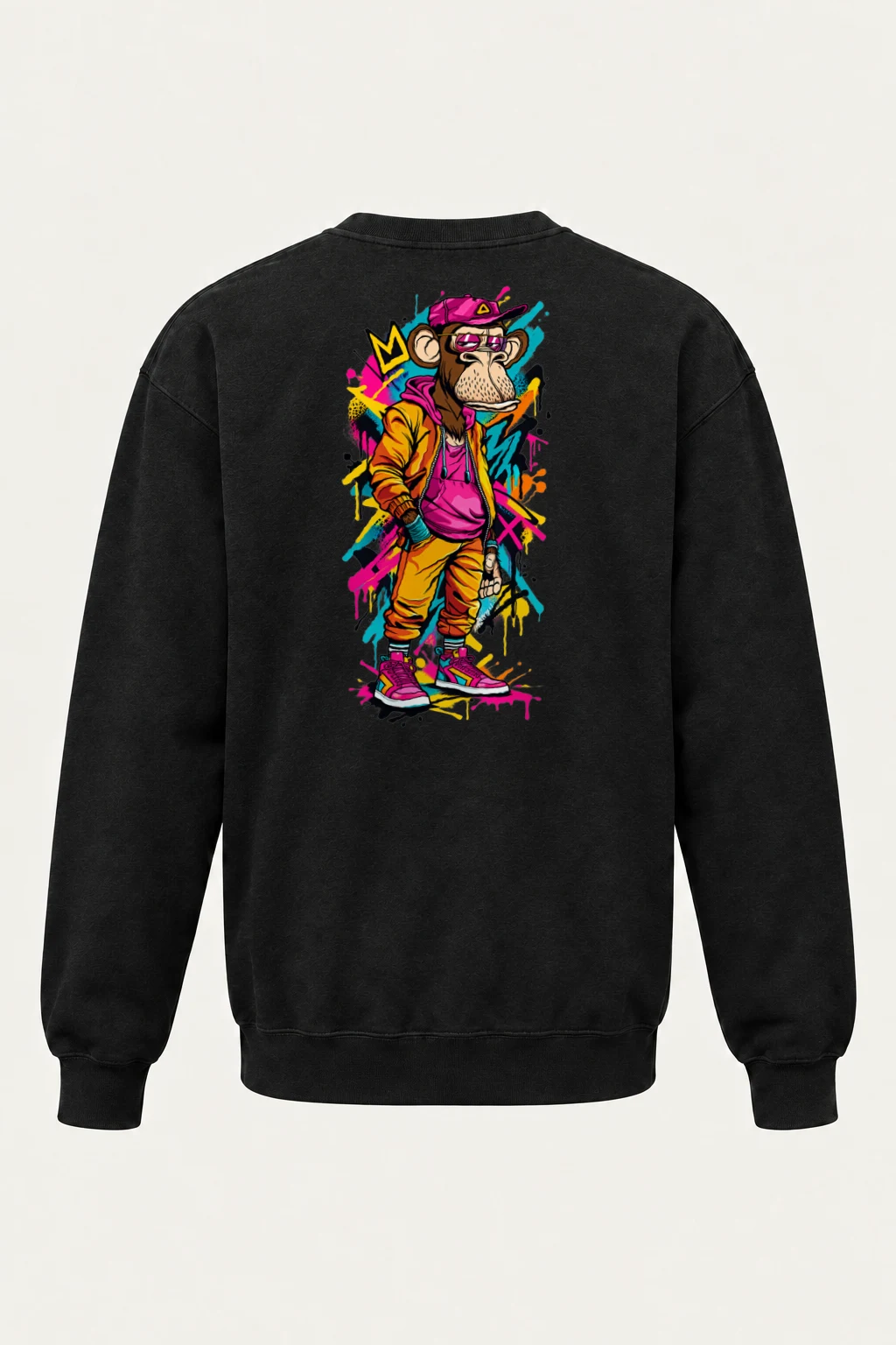 "Neon Graffiti Ape" Heavy Blend Unisex Crewneck Sweatshirt | Gildan 18000