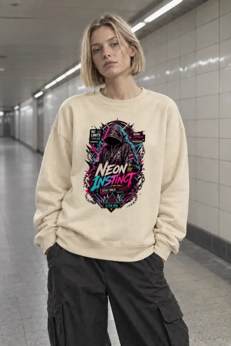 "Neon Instinct" Unisex Sponge Fleece Crewneck Sweatshirt | Bella + Canvas 3901